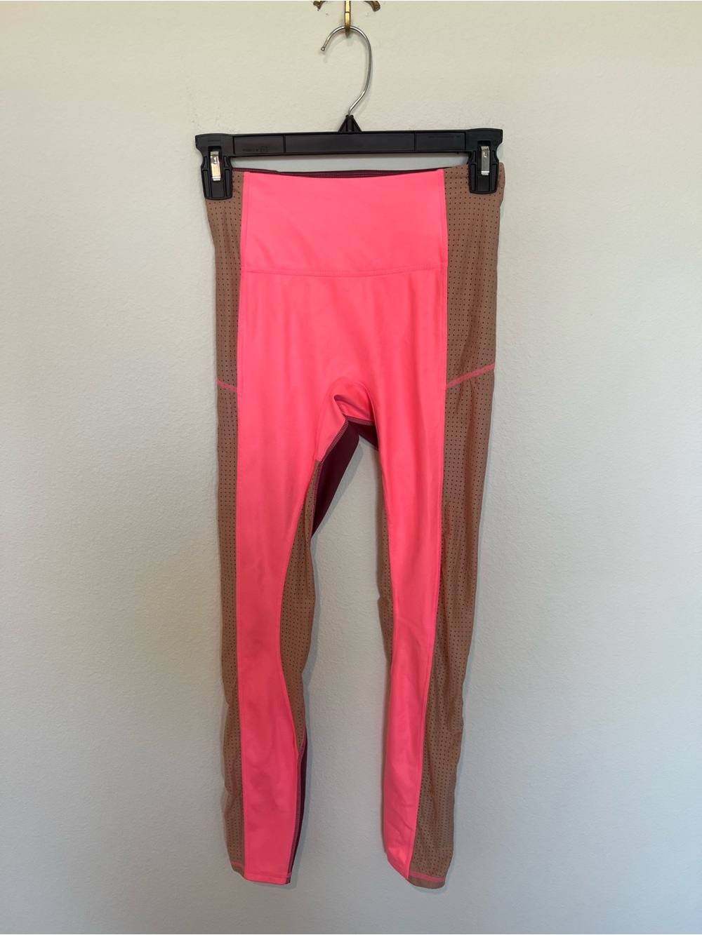 Fabletics Pink and Tan Motion365+ Colorblock Leggings